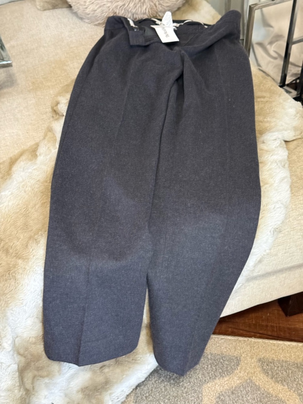 MaxMara Straight-Leg Wool Blend Pants in Charcoal